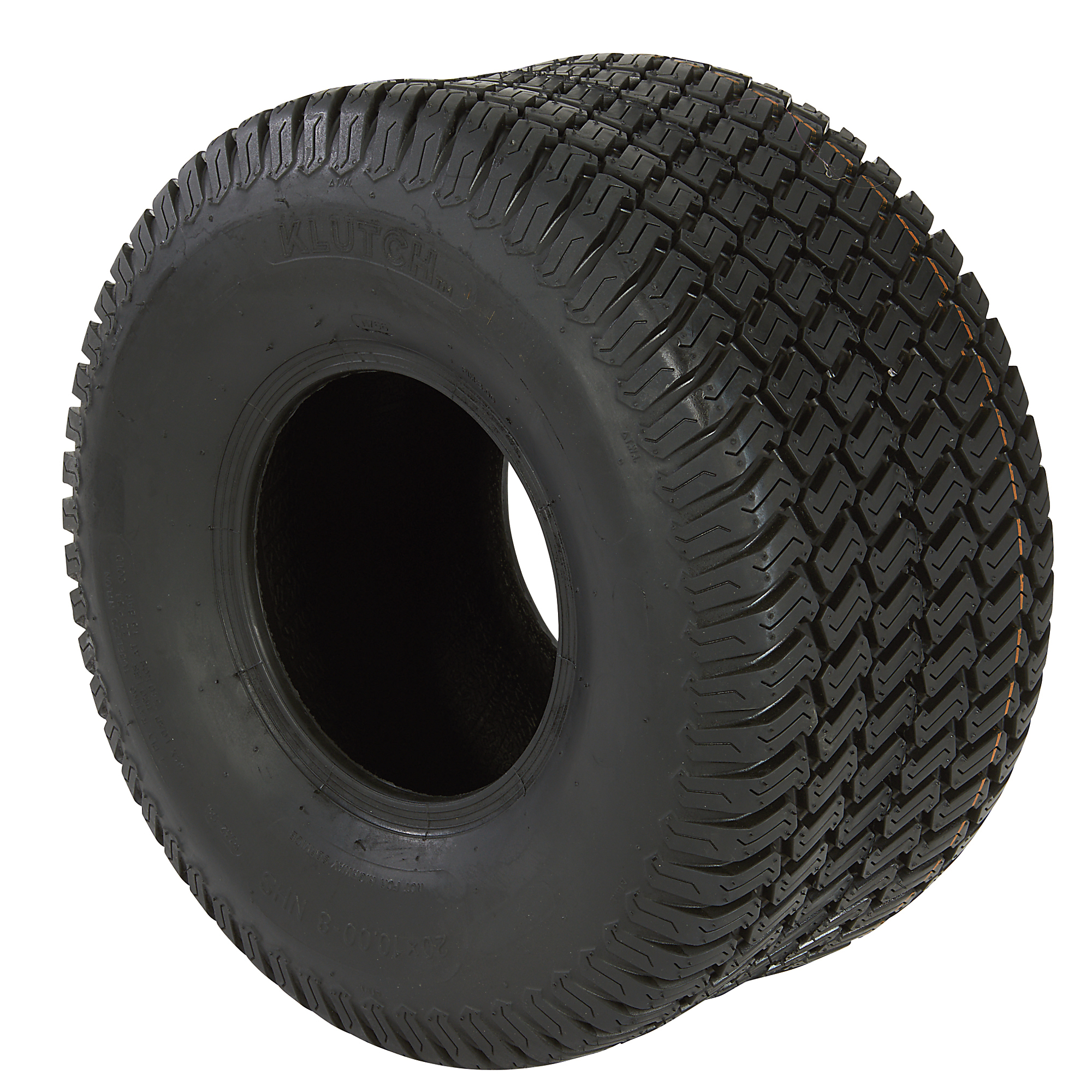 Klutch Pneumatic Tubeless Lawn Mower Tire, 20/10.00-8, Turf Master Tread